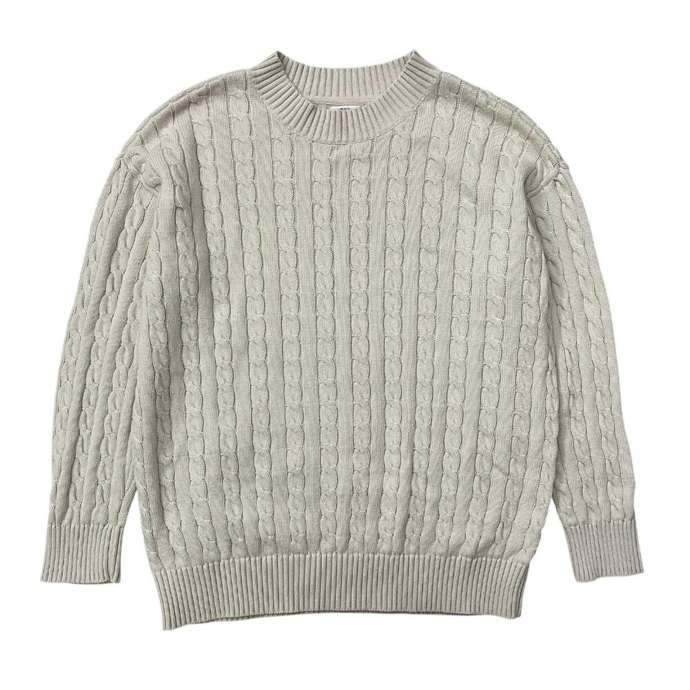 Gap Teen Cable Knit Oversized Fisherman Sweater Cream 18 / 20 XL Organic Cotton